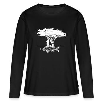 Angeln, Angeln, Angeln, GLÜCK. - Frauen Premium Bio Langarmshirt - Schwarz - Vorne - Julia (174cm)