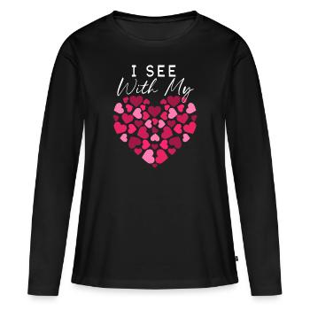 Braille Heart Visual Impairment Blind - Women's Premium Organic Long Sleeve Shirt - black - Front - Julia (174cm)