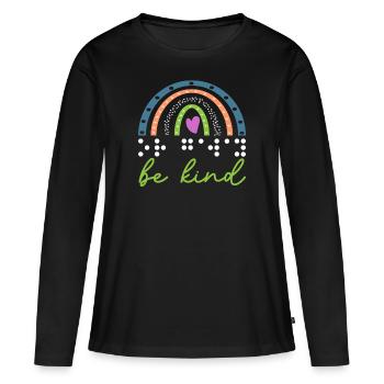 Be Nice Braille Visual Impairment Braille - Women's Premium Organic Long Sleeve Shirt - black - Front - Julia (174cm)