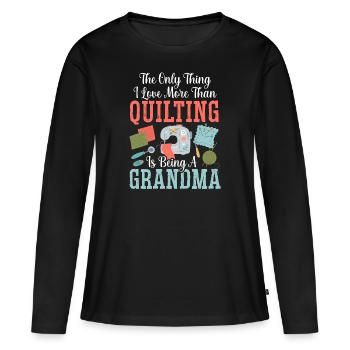 Couturière Grand-mère Couette Couture Patchwork Fait à la main - T-shirt manches longues Premium bio Femme - noir - Devant - Julia (174cm)