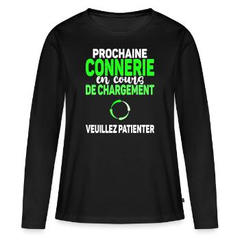 Connerie En Cours Noël Cadeau Humour Ado Enfant - T-shirt manches longues Premium bio Femme - noir - Devant - Julia (174cm)