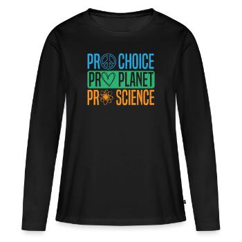 Pro-Choice Pro Planet Pro Science Protection de l’environnement - T-shirt manches longues Premium bio Femme - noir - Devant - Julia (174cm)