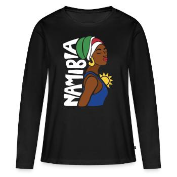 Namibia Namibische Flagge Windhoek Namib Souvenir - Frauen Premium Bio Langarmshirt - Schwarz - Vorne - Julia (174cm)