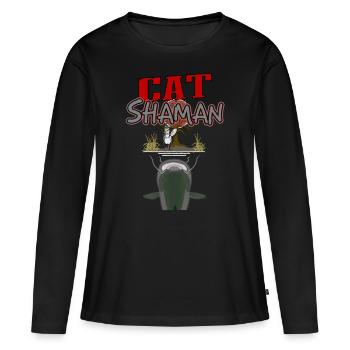 Chaman de poisson-chat - T-shirt manches longues Premium bio Femme - noir - Devant - Julia (174cm)