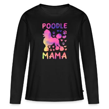 Pudel Mama Pudel Mama Pudel Liebhaber - Frauen Premium Bio Langarmshirt - Schwarz - Vorne - Julia (174cm)