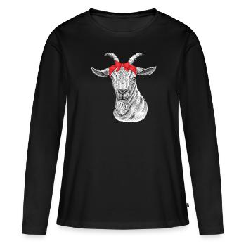 Chèvre Chèvre Chèvres - T-shirt manches longues Premium bio Femme - noir - Devant - Julia (174cm)
