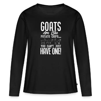 Chèvre Chèvre Chèvres - T-shirt manches longues Premium bio Femme - noir - Devant - Julia (174cm)