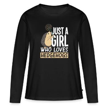 Igel Igel Igel - Frauen Premium Bio Langarmshirt - Schwarz - Vorne - Julia (174cm)
