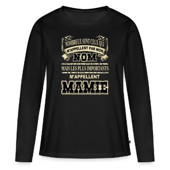 Meilleure grand-mère mamy cadeau humour mamie - T-shirt manches longues Premium bio Femme - noir - Devant - Julia (174cm)