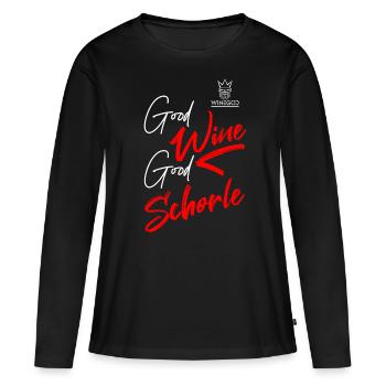 Winegod funny saying wine - Women's Premium Organic Long Sleeve Shirt - black - Front - Julia (174cm)