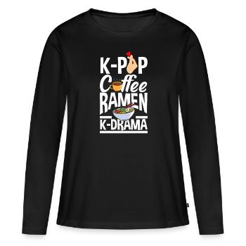 K-Pop K-Drama Musique pop coréenne - T-shirt manches longues Premium bio Femme - noir - Devant - Julia (174cm)