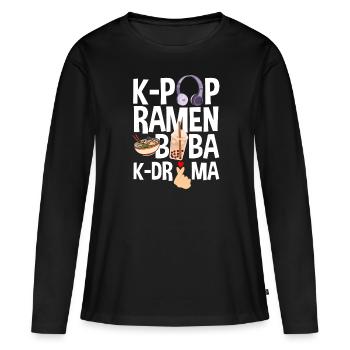 K-Pop K-Drama Musique pop coréenne - T-shirt manches longues Premium bio Femme - noir - Devant - Julia (174cm)