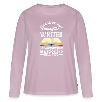 Auteur Auteur Drôle Auteur Cadeau - T-shirt manches longues Premium bio Femme - rose poudré - Devant - Julia (174cm)
