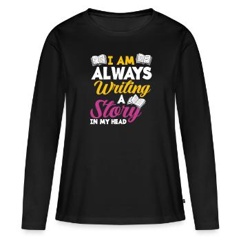 Author Author Funny Author Gift - Women's Premium Organic Long Sleeve Shirt - black - Front - Julia (174cm)