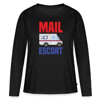 Drôle de lettre Livreur Post Post Cadeaux - T-shirt manches longues Premium bio Femme - noir - Devant - Julia (174cm)