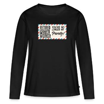 Drôle de lettre Livreur Post Post Cadeaux - T-shirt manches longues Premium bio Femme - noir - Devant - Julia (174cm)