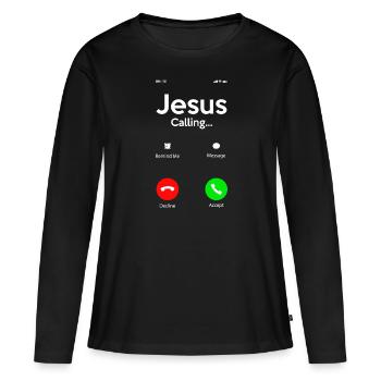 Jesus Christus Christ Religion Religiös - Frauen Premium Bio Langarmshirt - Schwarz - Vorne - Julia (174cm)