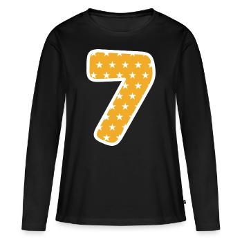 Sept - T-shirt manches longues Premium bio Femme - noir - Devant - Julia (174cm)