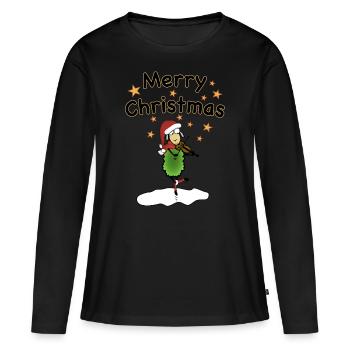 Merry Christmas Fiddle Violin - Women's Premium Organic Long Sleeve Shirt - black - Front - Julia (174cm)