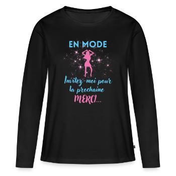 invitez moi pour la prochaine danse - T-shirt manches longues Premium bio Femme - noir - Devant - Julia (174cm)