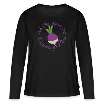 Posez-moi des questions sur mon plan astucieux Blackadder Navet - T-shirt manches longues Premium bio Femme - noir - Devant - Julia (174cm)
