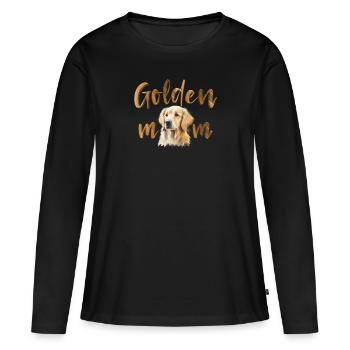 Recycleur doré - T-shirt manches longues Premium bio Femme - noir - Devant - Julia (174cm)