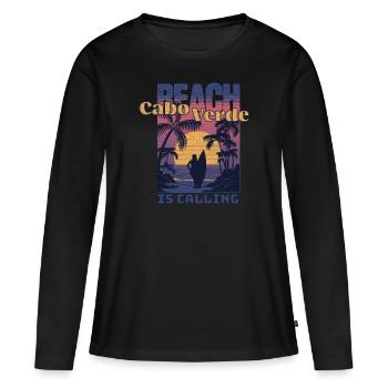 Beach Cabo verde appelle - T-shirt manches longues Premium bio Femme - noir - Devant - Julia (174cm)