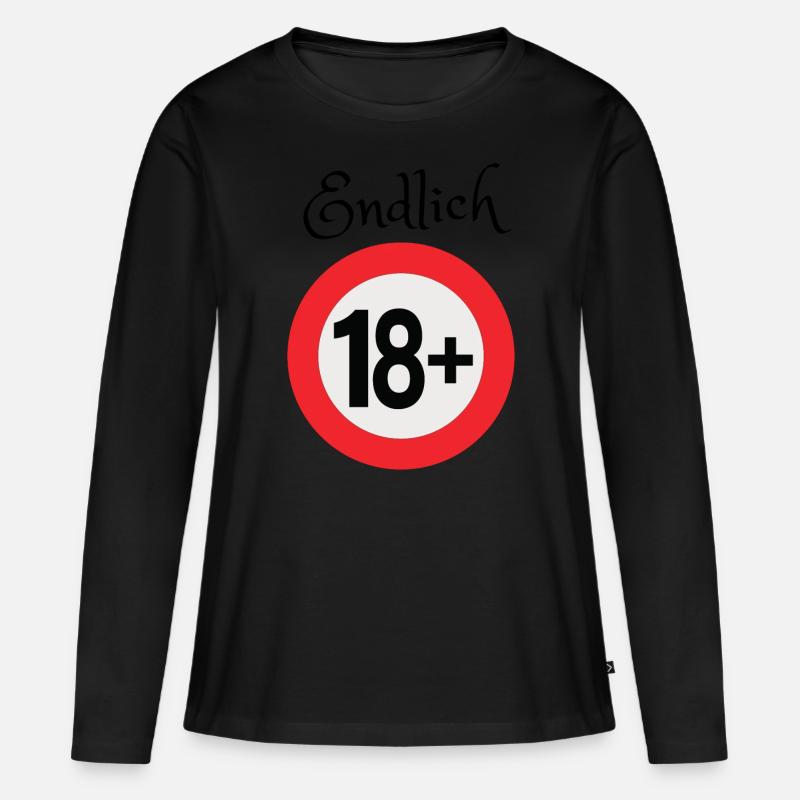 Endlich 18 - Frauen Premium Bio Langarmshirt - Schwarz