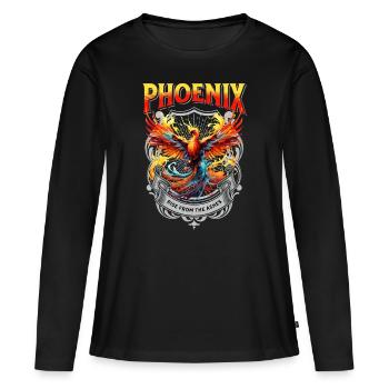 Phoenix Phoenix Fire Flames Mythologie des oiseaux - T-shirt manches longues Premium bio Femme - noir - Devant - Julia (174cm)