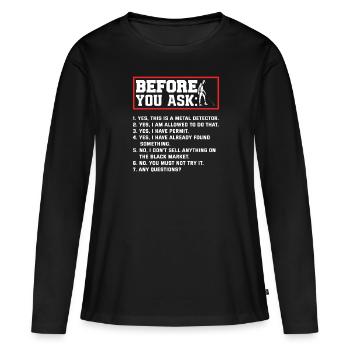 Détecteur de métaux à sondage amusant - T-shirt manches longues Premium bio Femme - noir - Devant - Julia (174cm)