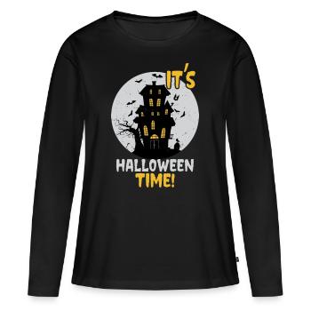 C’est l’heure d’Halloween: Maison hantée et château hanté - T-shirt manches longues Premium bio Femme - noir - Devant - Julia (174cm)