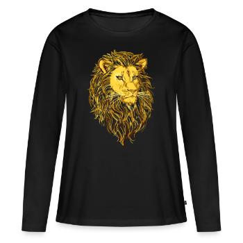 Tête de lion - T-shirt manches longues Premium bio Femme - noir - Devant - Julia (174cm)