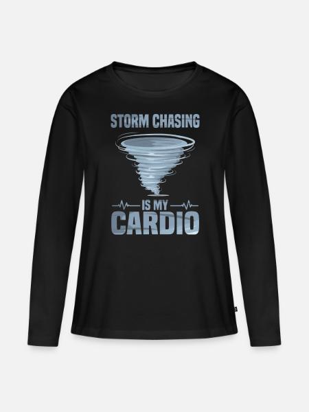 Sturmjäger Shirts | Unwetter Sturm Blitz Geschenke - Frauen Premium Bio Langarmshirt - Schwarz