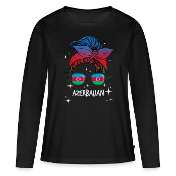 Azerbaïdjan - T-shirt manches longues Premium bio Femme - noir - Devant - Julia (174cm)