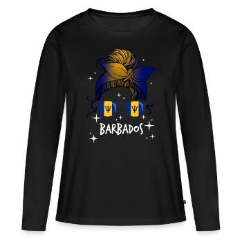 Barbade - T-shirt manches longues Premium bio Femme - noir - Devant - Julia (174cm)