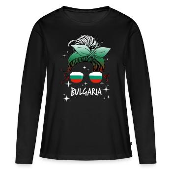 Bulgarie - T-shirt manches longues Premium bio Femme - noir - Devant - Julia (174cm)