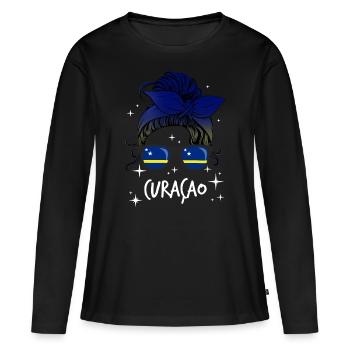 Curaçao - T-shirt manches longues Premium bio Femme - noir - Devant - Julia (174cm)