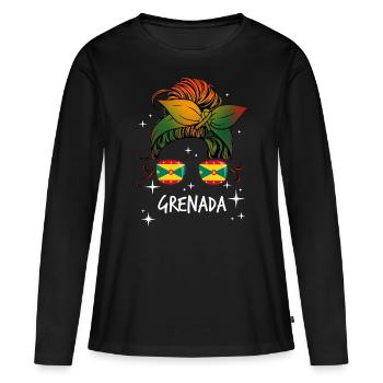 Grenade - T-shirt manches longues Premium bio Femme - noir - Devant - Julia (174cm)