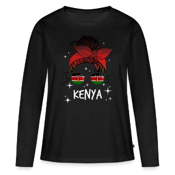 Kenya - T-shirt manches longues Premium bio Femme - noir - Devant - Julia (174cm)