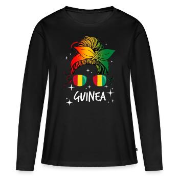 Guinée - T-shirt manches longues Premium bio Femme - noir - Devant - Julia (174cm)