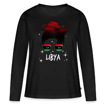 Libyen - Frauen Premium Bio Langarmshirt - Schwarz - Vorne - Julia (174cm)