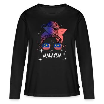 Malaysia - Frauen Premium Bio Langarmshirt - Schwarz - Vorne - Julia (174cm)