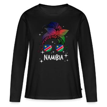 Namibia - Frauen Premium Bio Langarmshirt - Schwarz - Vorne - Julia (174cm)