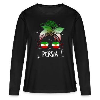 Perse - T-shirt manches longues Premium bio Femme - noir - Devant - Julia (174cm)