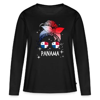 Panama - T-shirt manches longues Premium bio Femme - noir - Devant - Julia (174cm)