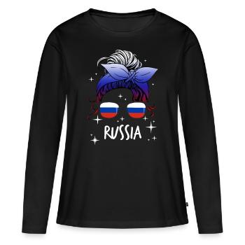 Russia - Women's Premium Organic Long Sleeve Shirt - black - Front - Julia (174cm)