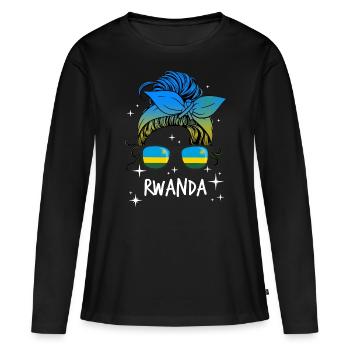 Rwanda - T-shirt manches longues Premium bio Femme - noir - Devant - Julia (174cm)