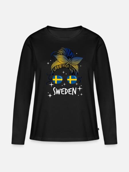 Schweden - Frauen Premium Bio Langarmshirt - Schwarz