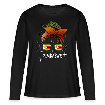 Zimbabwe - T-shirt manches longues Premium bio Femme - noir - Devant - Julia (174cm)