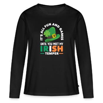 Funny Irish Ireland Gift - Women's Premium Organic Long Sleeve Shirt - black - Front - Julia (174cm)